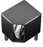 A choke with a corner cut off to show the inner components